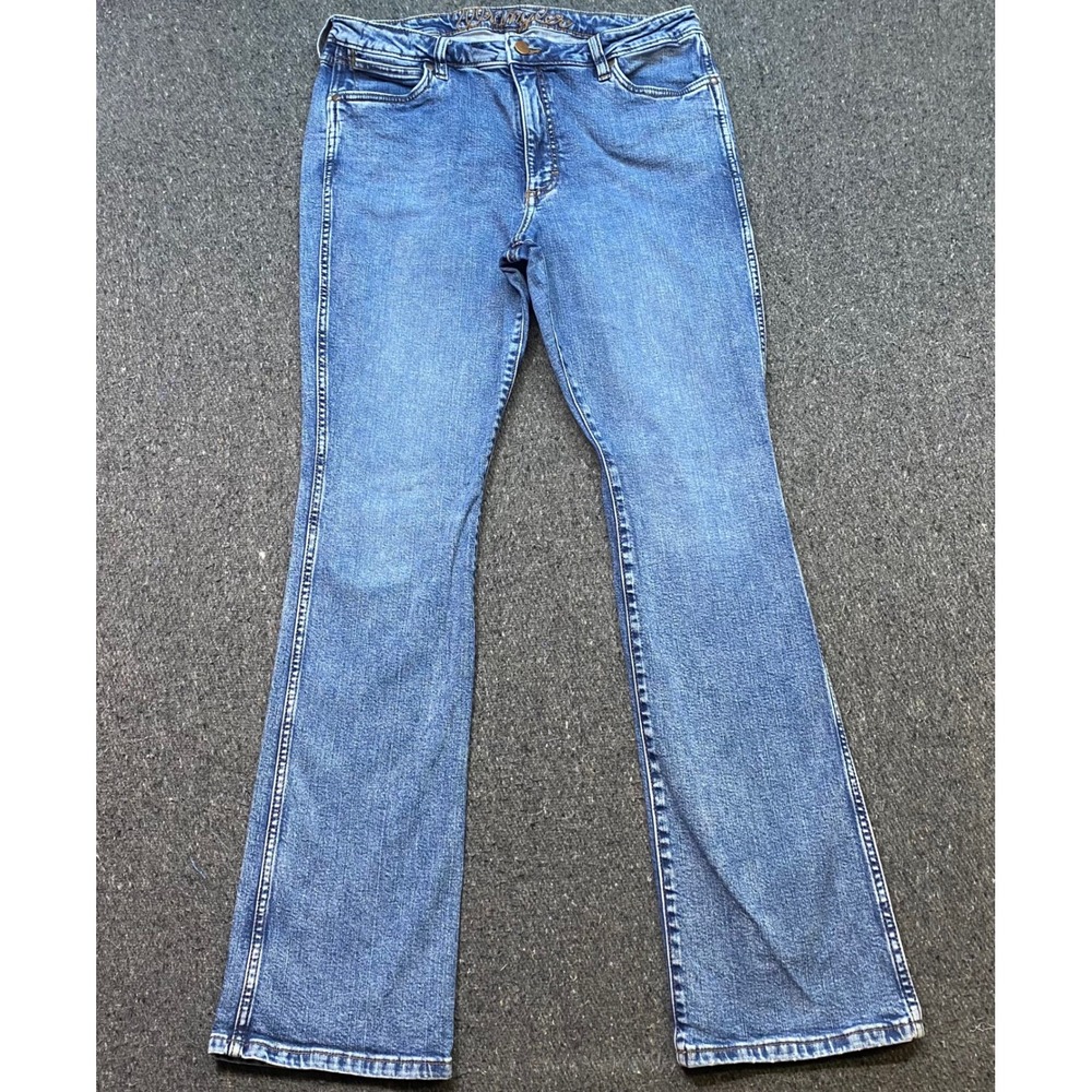 Wrangler Bootcut Jeans Sz 32 Womens Blue Western Boho Cowgirl Denim Pants